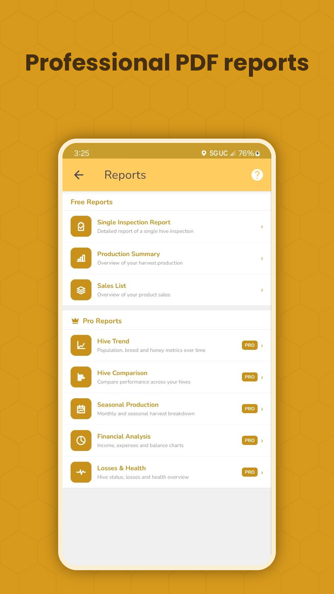 Bee Manager — professional PDF reports